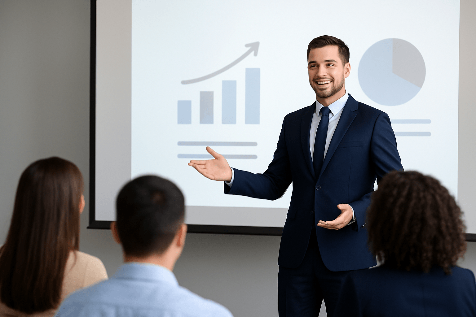 Business Presentation in Modern Conference Room